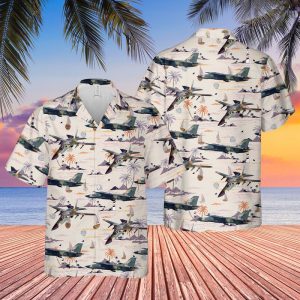 US Air Force General Dynamics F-111 Aardvark Hawaiian Shirt for Men - Military Aircraft & Tropical Design, Perfect for Aviation Enthusiasts