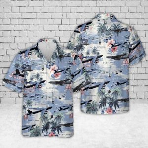 U.S. Air Force Boeing B-52 Stratofortress Hawaiian Shirt for Men - Military Aircraft & Tropical Design, Perfect for Aviation Enthusiasts