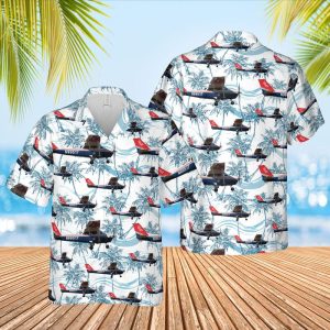 US Air Force Civil Air Patrol Cessna 172P Skyhawk Hawaiian Shirt for Men - Aircraft Design & Tropical Palm Tree, Perfect for Aviation Fans