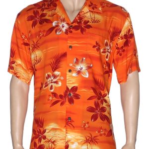Men's Hawaiian Shirt - Polyester Resort Moonlight Scenic Aloha Print Shirt