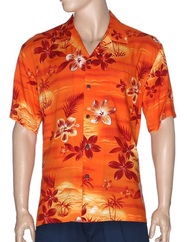 Men's Hawaiian Shirt - Polyester Resort Moonlight Scenic Aloha Print Shirt