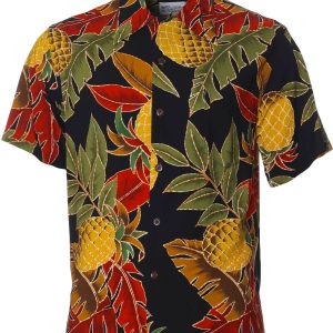 Men's Hawaiian Shirt - Retro Pineapples Polyester Aloha Print Casual Shirt