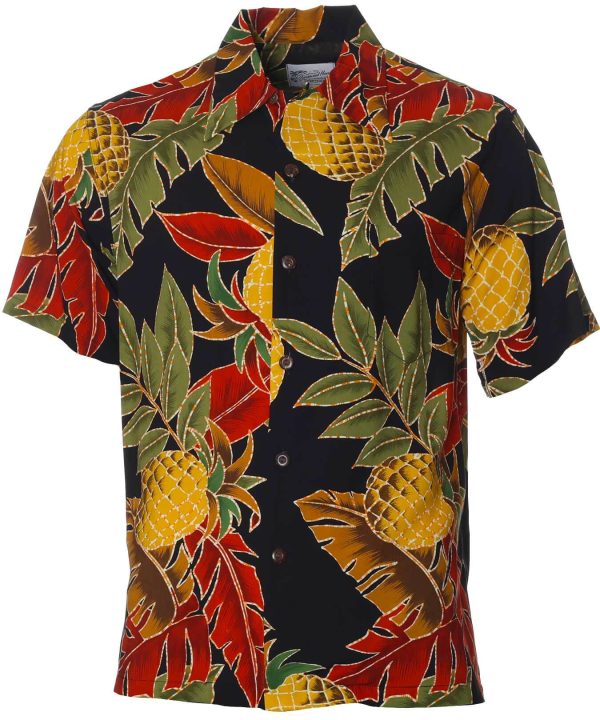 Men's Hawaiian Shirt - Retro Pineapples Polyester Aloha Print Casual Shirt