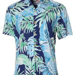 Men's Hawaiian Shirt - Royal Palms Polyester Aloha Print Casual Shirt