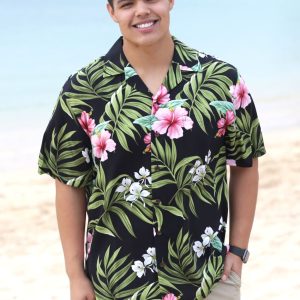 Men's Hawaiian Shirt - Polyester Short Sleeve Nalani Aloha Print Shirt