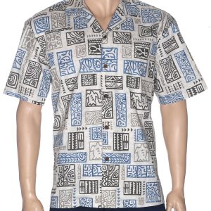 Men's Hawaiian Shirt - Polyester Tapa Tribal Aloha Print Shirt