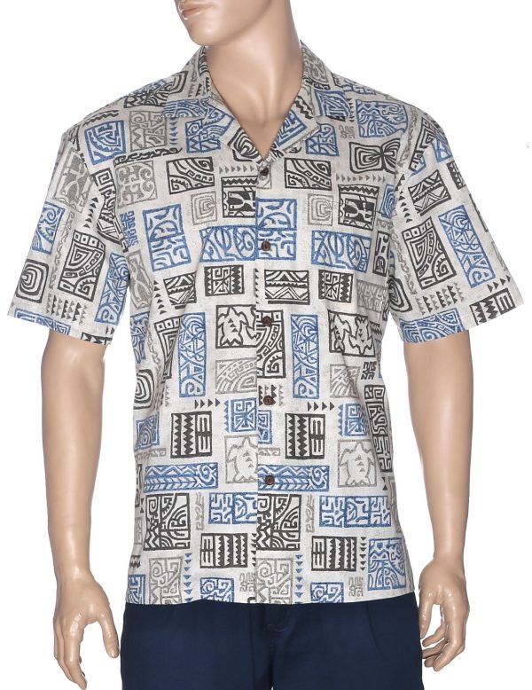 Men's Hawaiian Shirt - Polyester Tapa Tribal Aloha Print Shirt