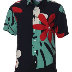 Men's Hawaiian Shirt - Tiare Monstera Polyester Aloha Print Casual Summer Shirt