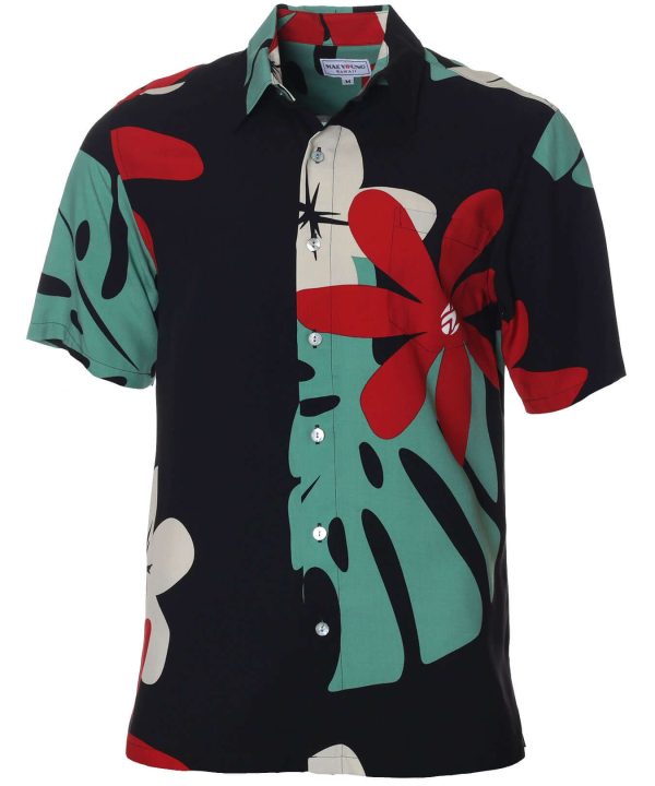 Men's Hawaiian Shirt - Tiare Monstera Polyester Aloha Print Casual Summer Shirt