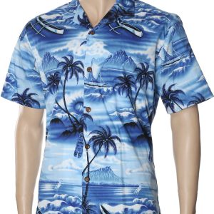 Men's Hawaiian Shirt - Polyester Tiki Aloha Print Shirt