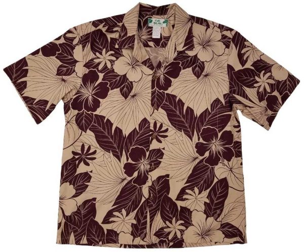 Men's Hawaiian Shirt - Lanai Plumb Print Polyester Casual Summer Shirt