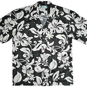 Men's Hawaiian Shirt - Maui Black Print Polyester Casual Summer Shirt