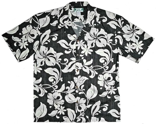Men's Hawaiian Shirt - Maui Black Print Polyester Casual Summer Shirt