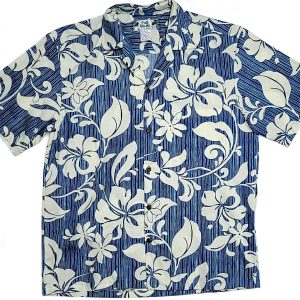 Men's Hawaiian Shirt - Maui Blue Print Polyester Casual Summer Shirt