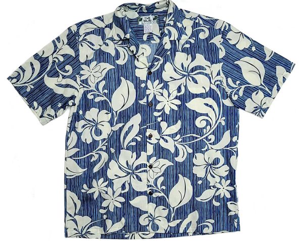 Men's Hawaiian Shirt - Maui Blue Print Polyester Casual Summer Shirt