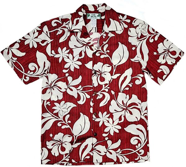 Men's Hawaiian Shirt - Maui Red Print Polyester Casual Summer Shirt