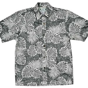 Men's Hawaiian Shirt - Reverse Kauai Black Print Polyester Casual Summer Shirt