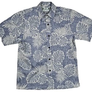 Men's Hawaiian Shirt - Reverse Kauai Navy Print Polyester Casual Summer Shirt