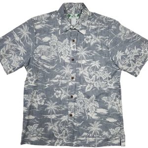 Men's Hawaiian Shirt - Reverse Love Shack Navy Print Polyester Casual Summer Shirt