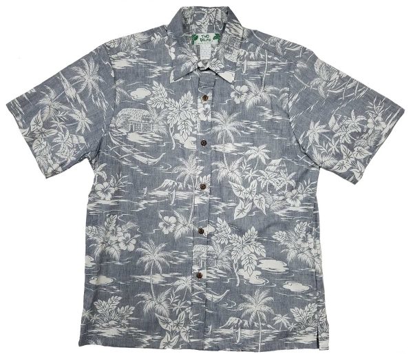 Men's Hawaiian Shirt - Reverse Love Shack Navy Print Polyester Casual Summer Shirt