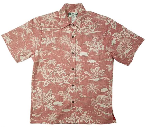 Men's Hawaiian Shirt - Reverse Love Shack Red Print Polyester Casual Summer Shirt
