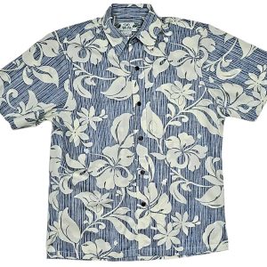 Men's Hawaiian Shirt - Reverse Maui Blue Print Polyester Casual Summer Shirt