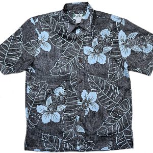 Men's Hawaiian Shirt - Reverse Niihau Black Print Polyester Casual Summer Shirt