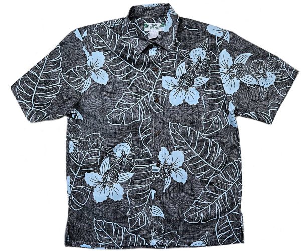Men's Hawaiian Shirt - Reverse Niihau Black Print Polyester Casual Summer Shirt