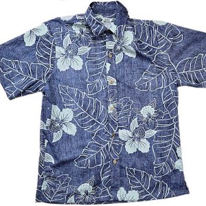 Men's Hawaiian Shirt - Reverse Niihau Navy Print Polyester Casual Summer Shirt