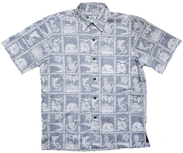 Men's Hawaiian Shirt - Reverse Pineapple Shack Navy Print Polyester Casual Summer Shirt