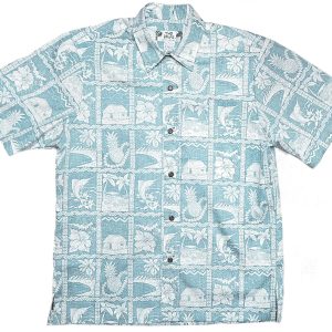 Men's Hawaiian Shirt - Reverse Pineapple Shack Teal Print Polyester Casual Summer Shirt