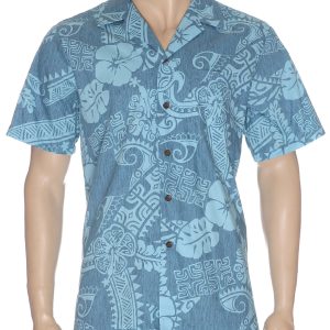 Men's Hawaiian Shirt - Polyester Tribal Island Aloha Print Shirt