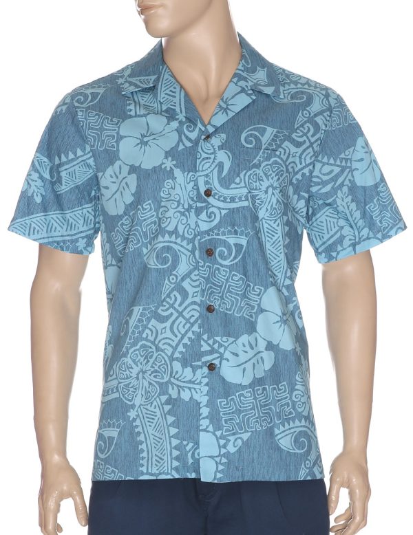 Men's Hawaiian Shirt - Polyester Tribal Island Aloha Print Shirt