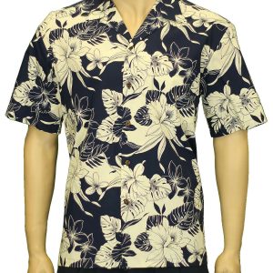 Men's Hawaiian Shirt - Polyester Tropical Monstera Hibiscus Aloha Print Shirt