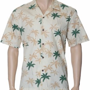 Men's Hawaiian Shirt - Polyester Tropical Nala Palms Aloha Print Shirt