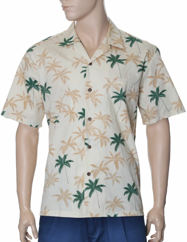 Men's Hawaiian Shirt - Polyester Tropical Nala Palms Aloha Print Shirt