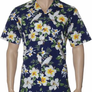 Men's Hawaiian Shirt - Tropical Paradise Polyester Aloha Print Casual Shirt