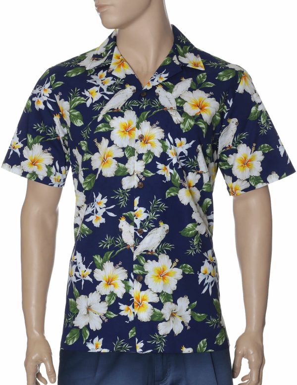 Men's Hawaiian Shirt - Tropical Paradise Polyester Aloha Print Casual Shirt