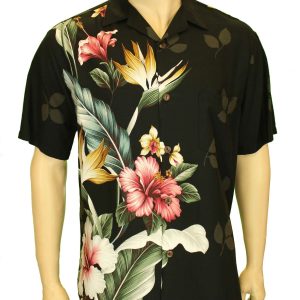 Men's Hawaiian Shirt - Polyester Tropical Rayon Aloha Print Shirt