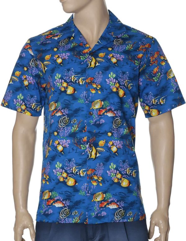 Men's Hawaiian Shirt - Tropical Sealife Polyester Aloha Print Casual Shirt