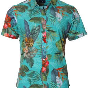 Men's Hawaiian Shirt - Tropical Polyester Wrinkle-Free Aloha Print Casual Shirt