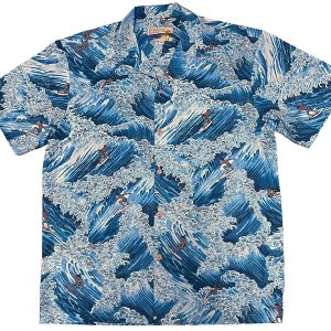 Men's Hawaiian Shirt - Surfer Blue Print Polyester Casual Summer Shirt