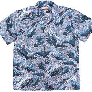 Men's Hawaiian Shirt - Surfer Gray Print Polyester Casual Summer Shirt
