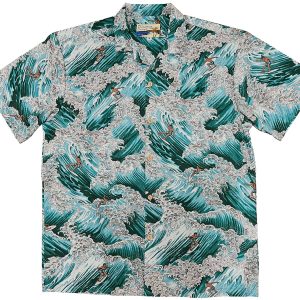 Men's Hawaiian Shirt - Surfer Turquoise Print Polyester Casual Summer Shirt