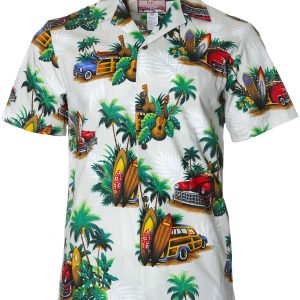 Men's Hawaiian Shirt - Woody Da Kine Polyester Aloha Print Casual Shirt