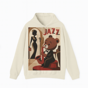 Vintage Jazz Bear Hoodie – Retro Music Art Sweatshirt