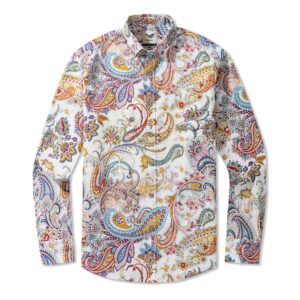 Men's 'Dance of Paisley' White Long Sleeve Shirt